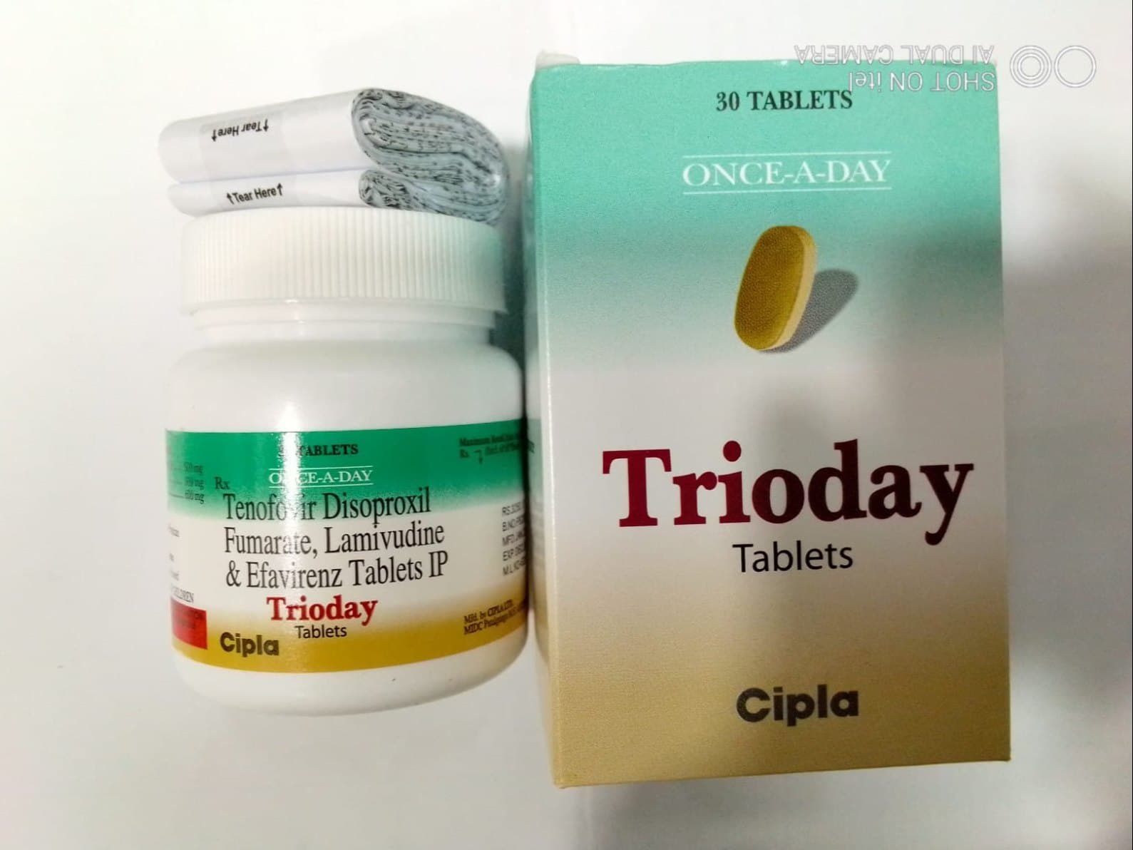 Trioday - Tenofovir Disoproxil Fumarate, Lamivudine, and Efavirenz Tabs